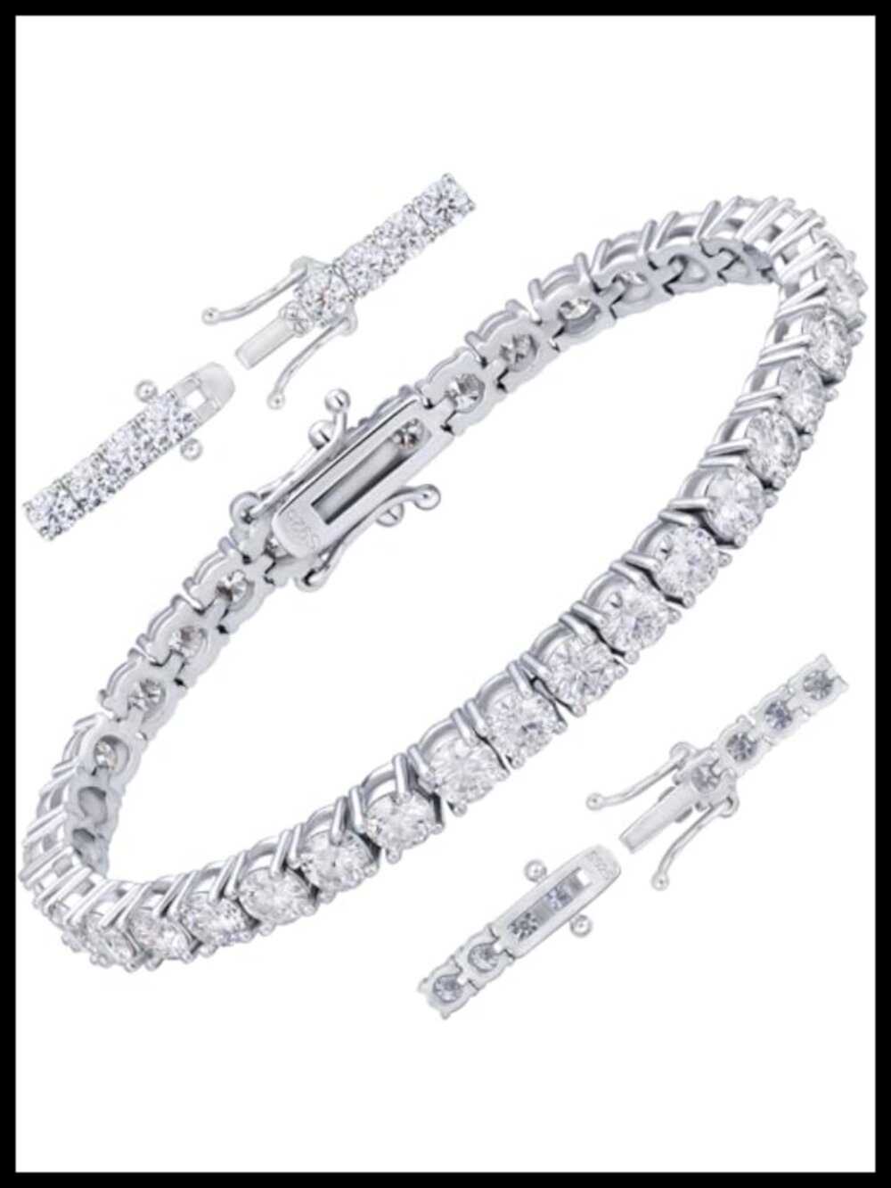 Moissanite Tennis Bracelet 925 Sterling Silver VVS1 Round Cut 7 inch